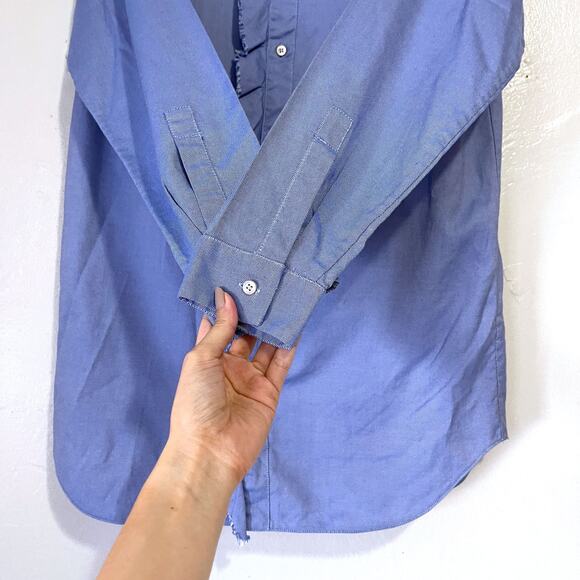 RED VALENTINO Ruffle Trim Cotton Blouse Shirt in Blue Size S/4 - Picture 6 of 14